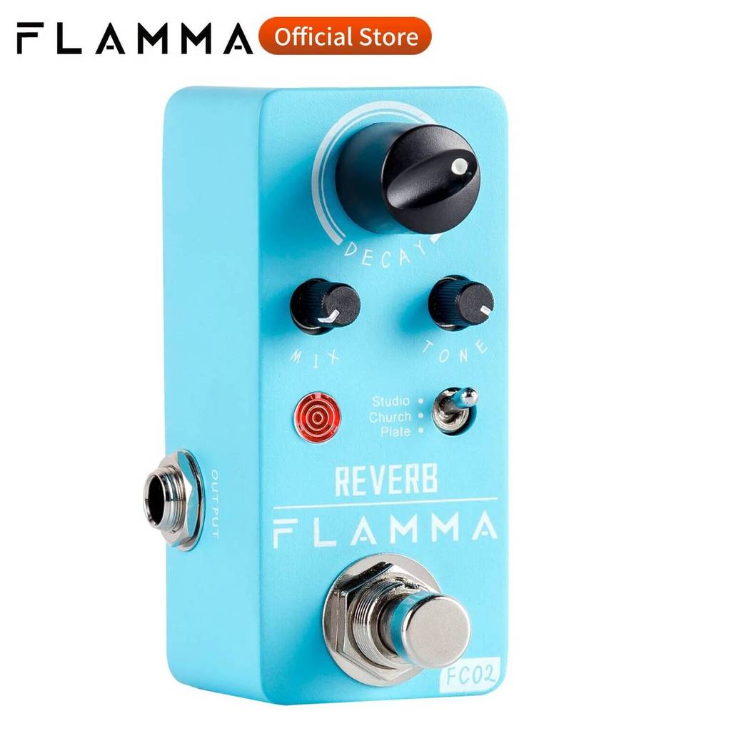 FLAMMA FC02 กีตาร์ไฟฟ้า Reverb Effects Pedal พร้อม Studio Church Plate Effects True Bypass พร้อมแหล่