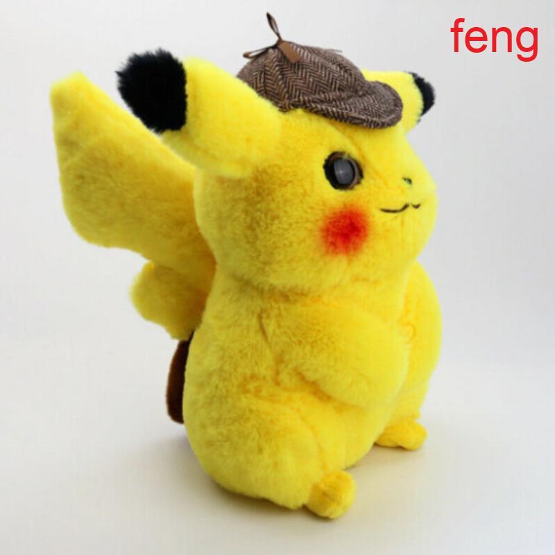 28 ซม.Pikachu Detective Movie Plush ตุ๊กตาของเล่นตุ๊กตา Pikachu ตุ๊กตานุ่ม