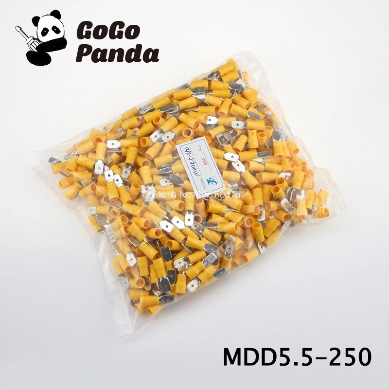 Free Shipping 500Pcs/lot MDD5.5-(187 250) Brass Male Quick Disconnects Pre-insulated Terminal Cold