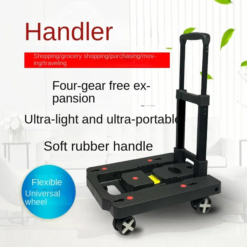 Flatbed  Folding Luggage Cart Portable Shopping Cart Universal Trolley Shopping Cart Pulling Goods