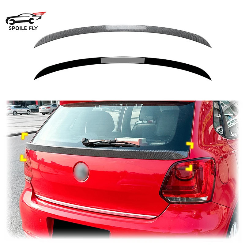 ABS Middle Spoiler Rear Wing Glossy Black Carbon Fiber Look For VW POLO MK5 6R 6C MPI GTI MPI R-lin