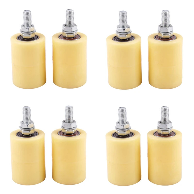8PCS 50X70mm PP Steel Flat Roller Bearing Guiding Wheel 6201 M12 Screw For Electric Door Sliding Ga
