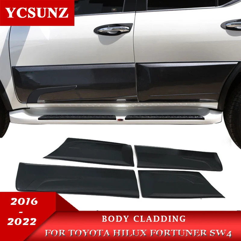 Matte Black Side Body Cladding For Toyota Hilux Fortuner Sw4 2015 2016 2017 2018 2019 Door Body Kit