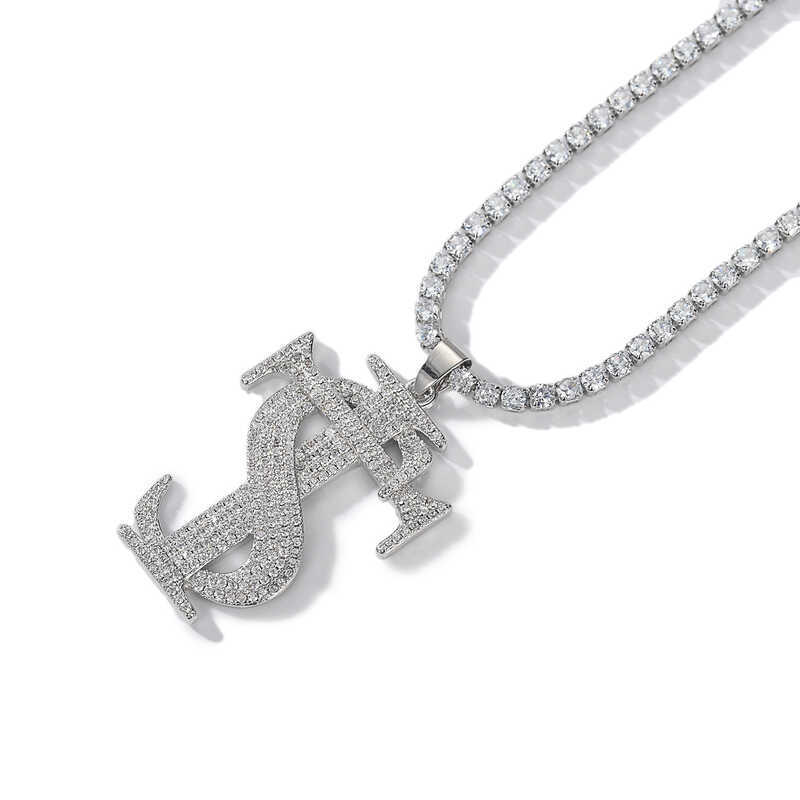 ยุโรปอเมริกันฮิปฮอปผู้ชายสร้อยคอ STK เทนนิสโซ่ทองแดงฝังเพทายสร้อยคอหญิงจีนใหม่ แร็พ อุปกรณ์สไตล์เดีย