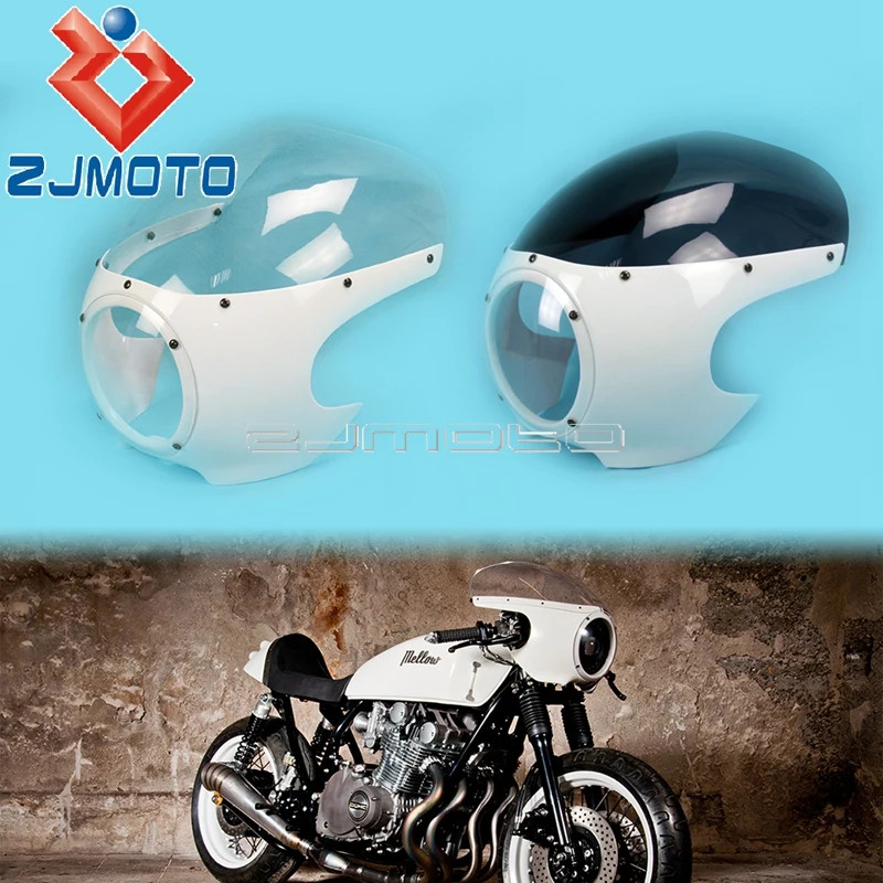 Custom Classic Vintage Cafe Racer Fairing 5 3/4" Headlight Fairing Drag Racing Windshield 39mm Fork