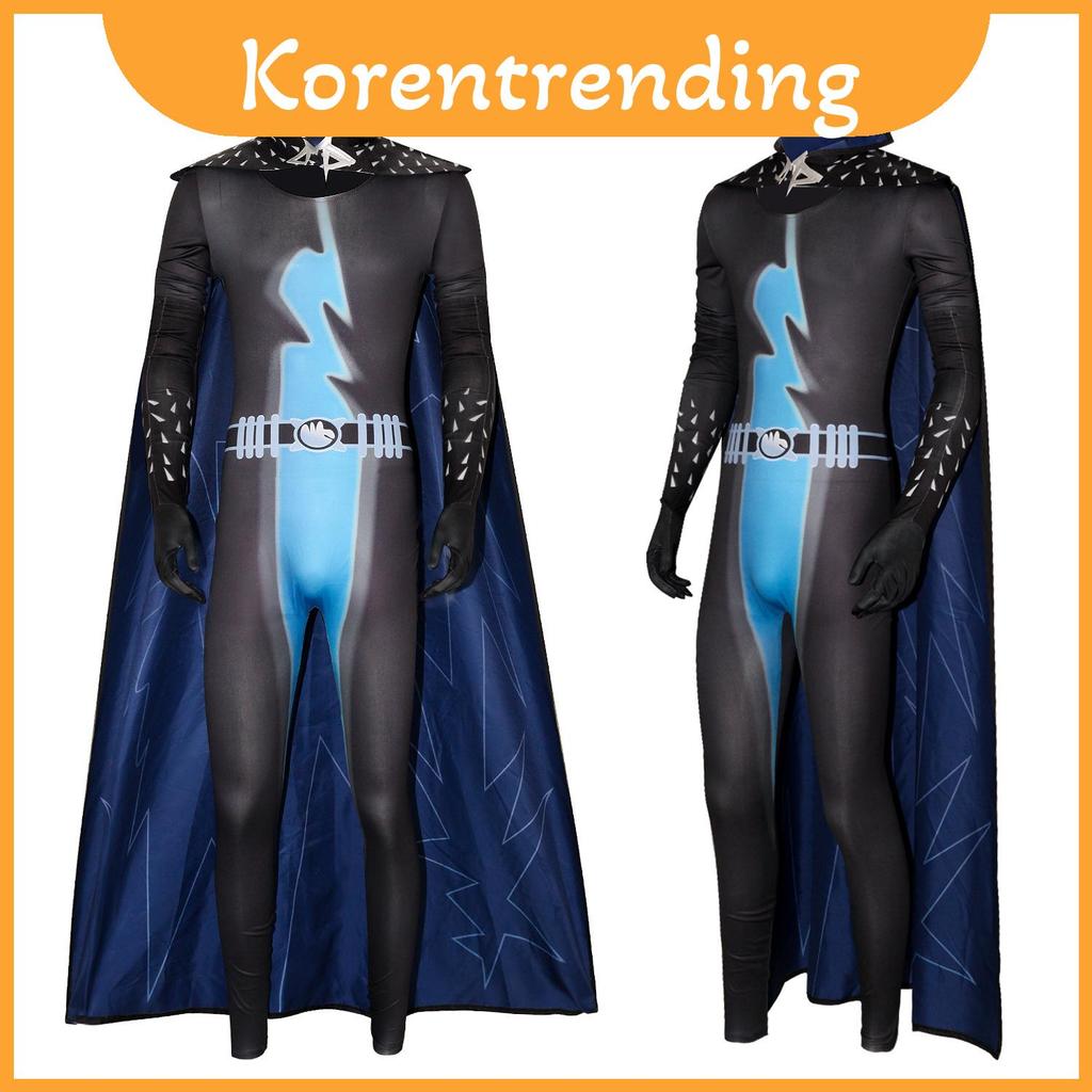 ชุดจั๊มสูทฮาโลวีน Megamind Cloak ชุดถุงมือเครื่องแต่งกายประสิทธิภาพสําหรับการแสดงคอสเพลย์และเวที