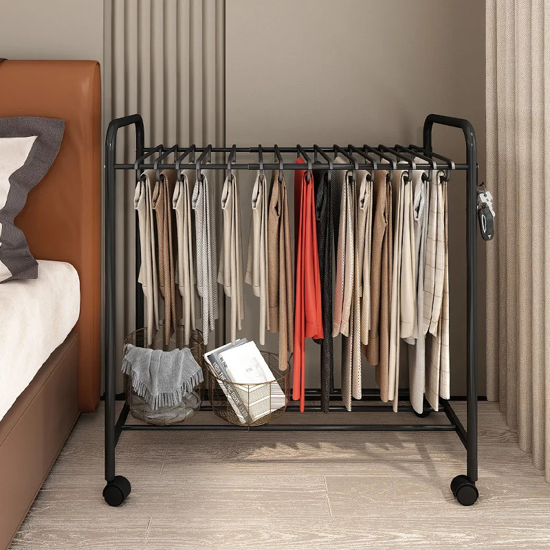 Household Wardrobe Long Pants Storage Rack Floor-mounted Mobile Pants Rack Clothing Storage Artifac