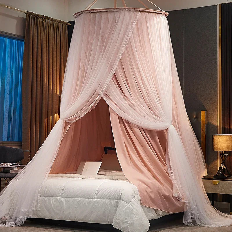 Hanging Dome Mosquito Net Bed Canopy Romantic Shading Double Layer Bed Valance Anti-mosquito Home T