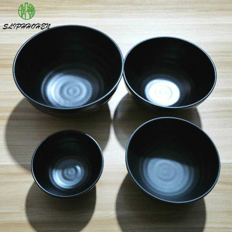 C Restaurant Tableware Dining Room Rice Bowl Black Frost A5 Melamine Imitation Porcelain Dinnerware