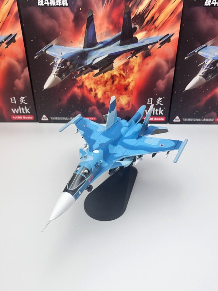 คลังสินค้าพร้อม 1/100 รัสเซีย SU34 SU34 Platypus Fighter Bomber สําเร็จรูปโลหะผสมเครื่องบินทหารเครื่