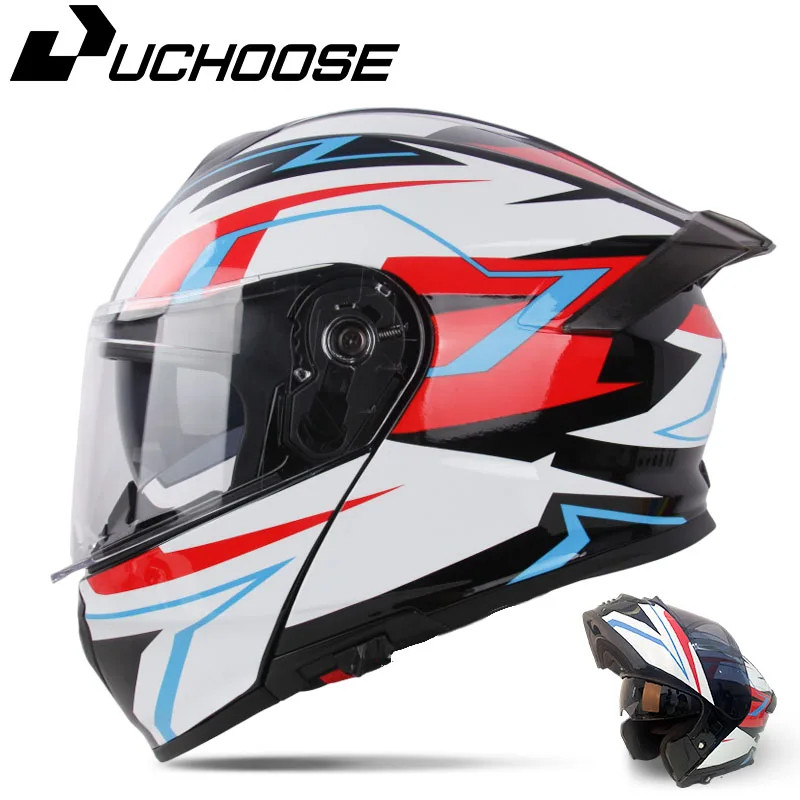 Uchoose DOT Modular helmet Full Face Helmets Crash Motorbike Protective Gear unisex Flip Up Helmet