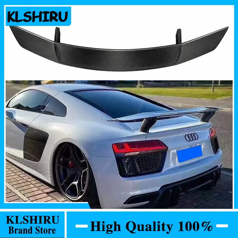 For New R8 Real Carbon Fiber Car Rear Wing Trunk Lip Spoilers For Audi R8 V8 V10 Coupe 2015 2016 20