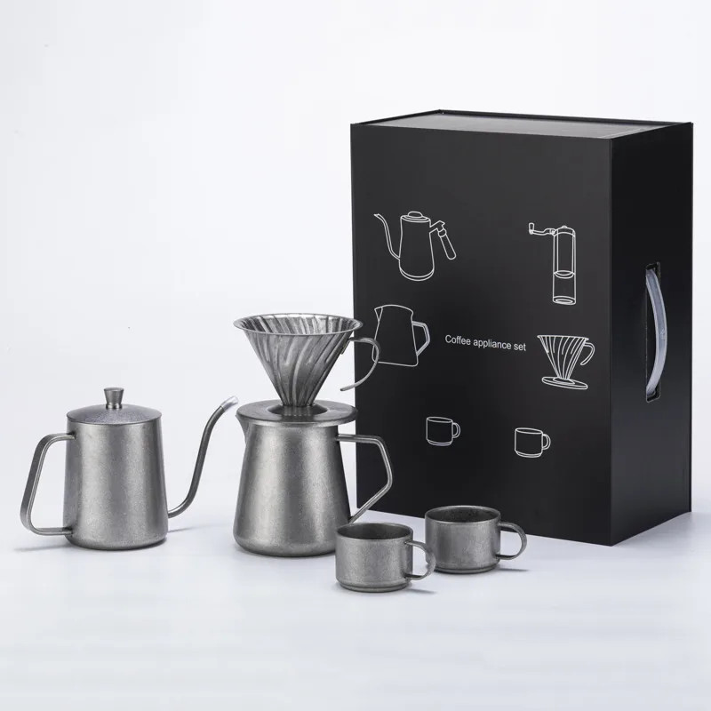 5-piece Set Hand-flush Coffee Gift Box Coffee Appliance Filter Cup 600ml Hand Flushing Kettle 100ml