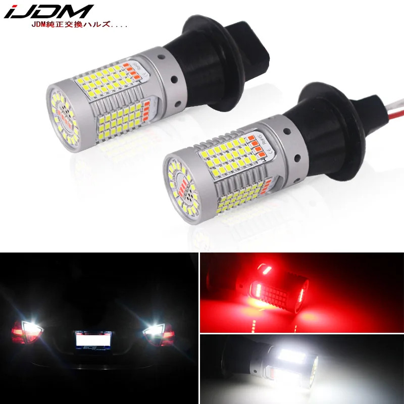 iJDM Car T20 LED White/Red Dual-Color Canbus W21W 7440 3156 1156  P21W led Bulbs For car Backup Rev