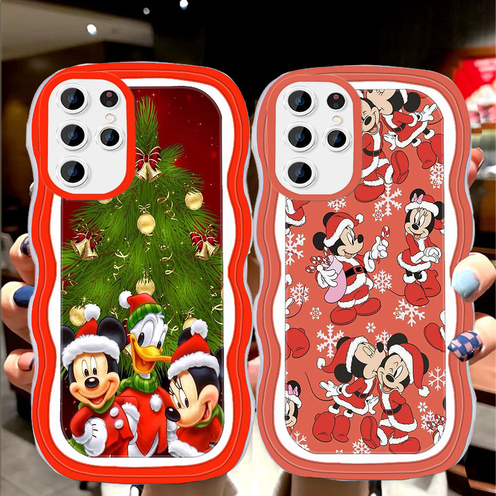 S-28 Mickey Christmas Casing สําหรับ Samsung S22 S25 S21 S20 Plus Ultra FE TPU โปร่งใส