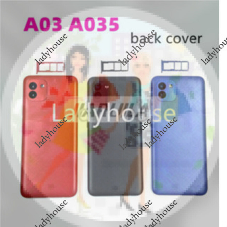 กรณีด้านหลังสําหรับ Samsung Galaxy A03 A035 A035F A035F/DS แบตเตอรี่ด้านหลังประตูเปลี่ยนเลนส์กล้องซิ