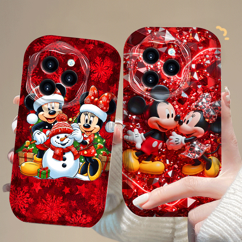 ปลอกสําหรับ Infinix HOT 40 Pro TECNO TEChno Spark 20 Pro แฟชั่นหรูหราน่ารัก Mickey Minnie Snow การ์ต