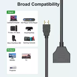 5PCS 4K 1080P 3D HDMI อะแดปเตอร์สาย Y Splitter สาย 1 ใน 2 Out ชายคู่หญิงสายสําหรับแล็ปท็อปทีวี Monitor HDMI Splitter