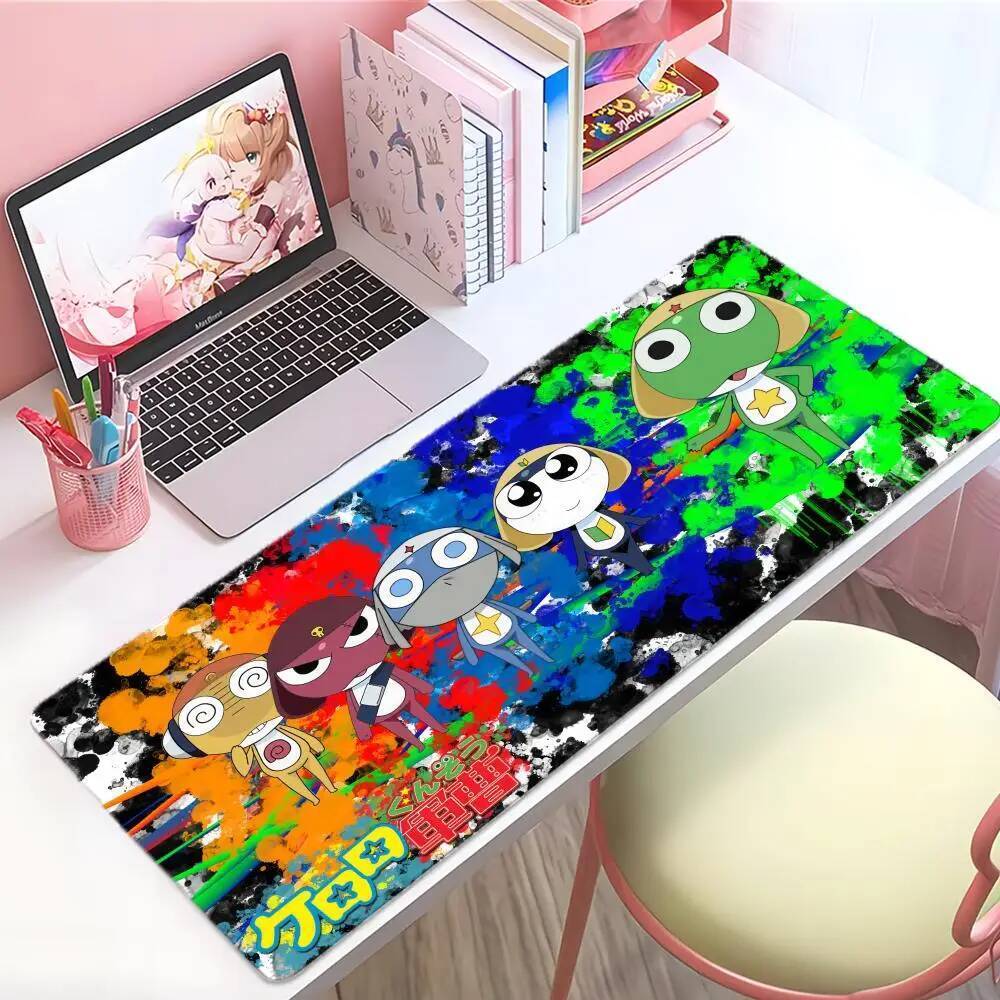 ตลกน่ารักอะนิเมะ K-Keroro Gunsou แผ่นรองเมาส์ขนาดใหญ่หนาแผ่นรองโต๊ะเย็บขอบแผ่นรองเมาส์สําหรับเล่นเกมสําหรับพีซี