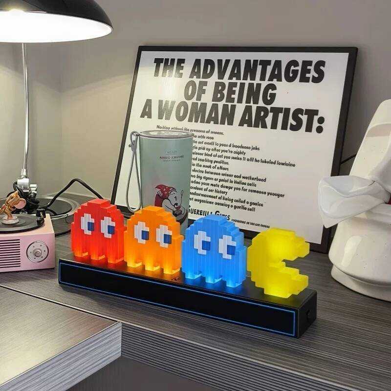 C Pac-Man Pixel Ambient Light Sound Activated Music Pickup Light Gaming Room Decor Birthday Gift Fo
