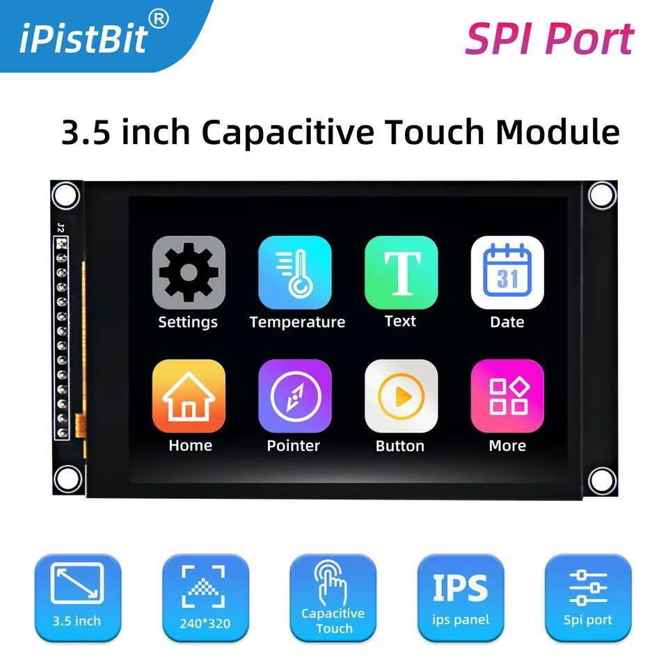 3.5 นิ้ว SPI TFT หน้าจอ LCD สีสัน IPS capacitive Touch Display โมดูล ST7796 320*480 IPS สําหรับ Esp3