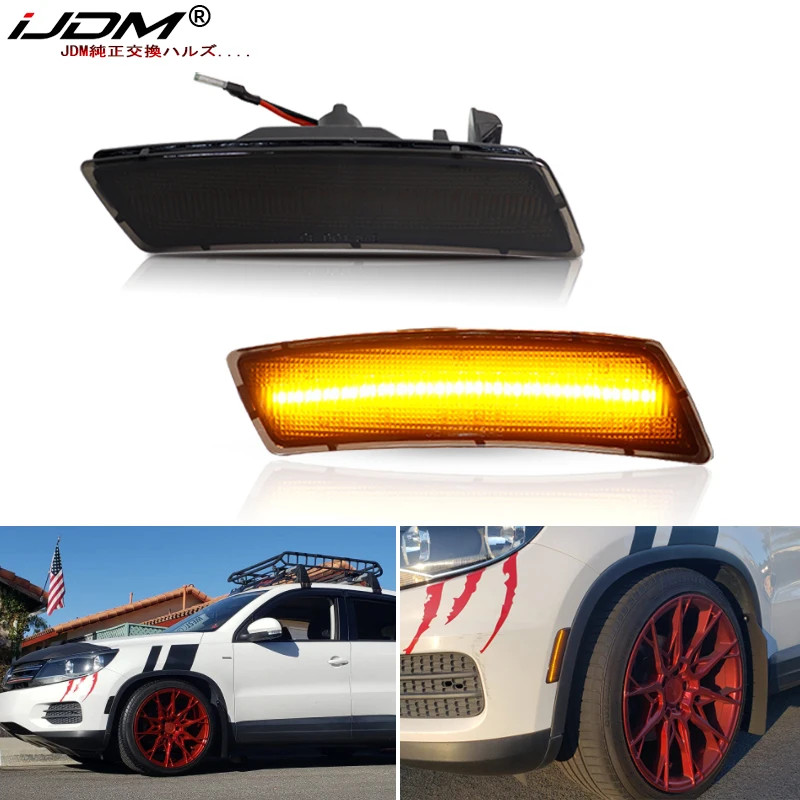 iJDM Amber/white Full LED Front Side Marker Light For Volkswagen 2018-up Tiguan, For Beetle 2012-20