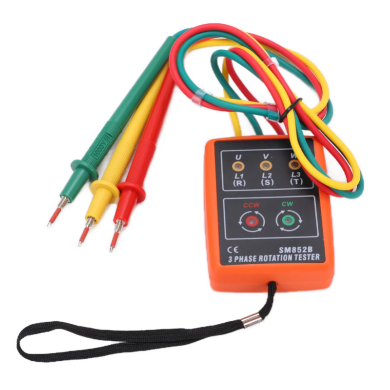 SM852B AC Phase Sequence Meter 3 Phase Sequence Rotation Tester LED Indicator Detector 60V~600V new