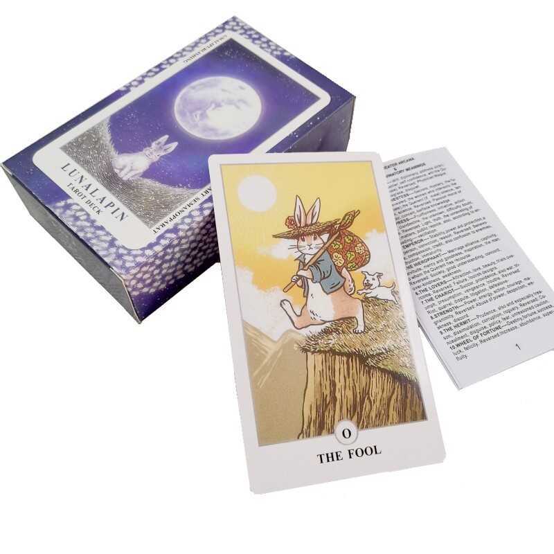 12 * 7 ขนาดใหญ่น่ารัก Moon Rabbit Card Moon Rabbit Tarot Card Lunapin Rit Tar
