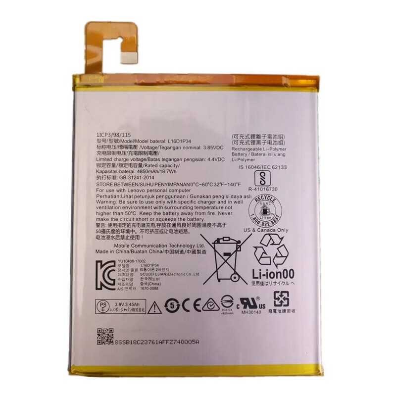 ▥ ใหม่ L16d1p34 แบตเตอรี่สําหรับ Lenovo Tb-8504N Tb-8504X Tb-8504F Tab4 8 Plus Tb-8704F 8704X 8