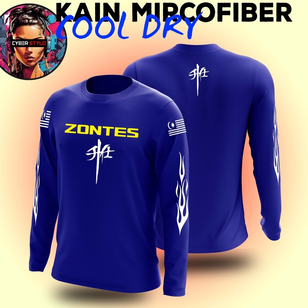 Zontes Rider T เสื้อไมโครไฟเบอร์ Cool Dry แขนยาวรอบคอ Unisex ใหม่
