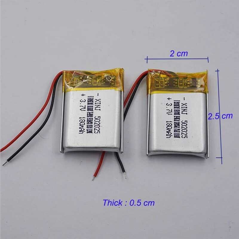 ▥ 2Pcs 3.7V 180 Mah Rechargeable Polymer Li Lipo แบตเตอรี่502025สำหรับ Bluetooth Headphone Spea