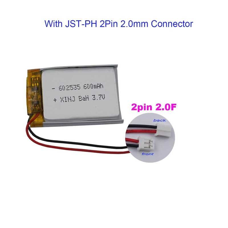 ▥ แบตเตอรี่ลิเธียม 3.7V 600Mah2.22Wh 602535 Li-Ion 2Pin Jst-Ph 2.0 สําหรับลําโพงบลูทูธ GPS Dash