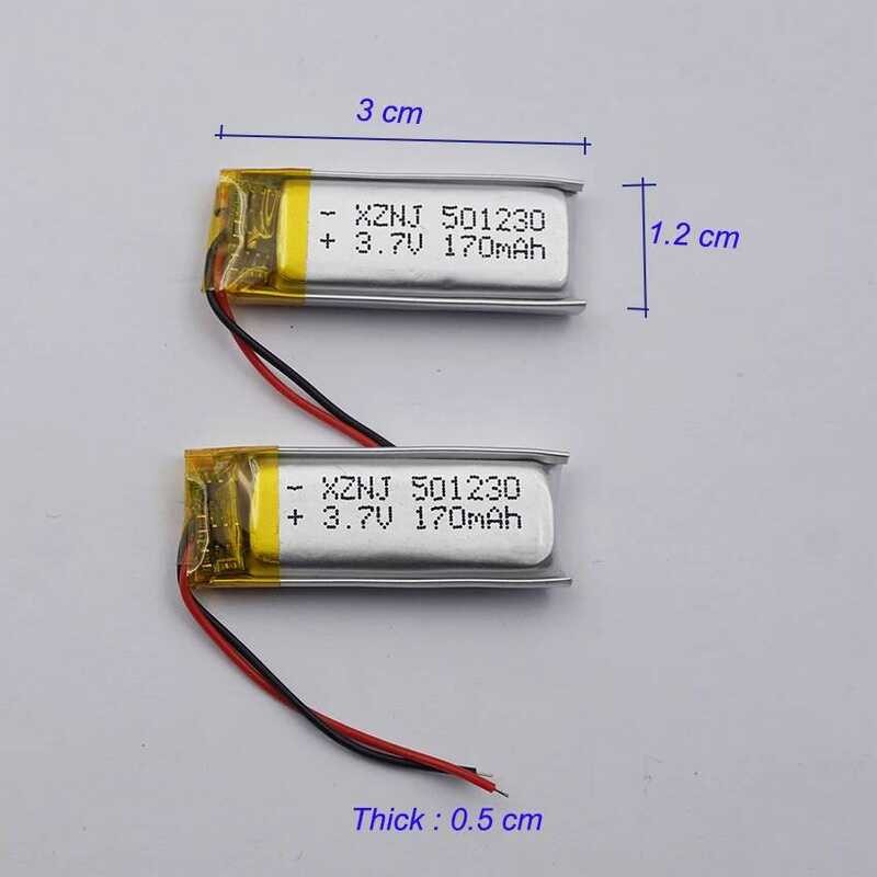 ▥ 2Pcs 3.7V 170 Mah Rechargeable Polymer Li Lipo แบตเตอรี่501230สำหรับ Bluetooth Headphone Spea