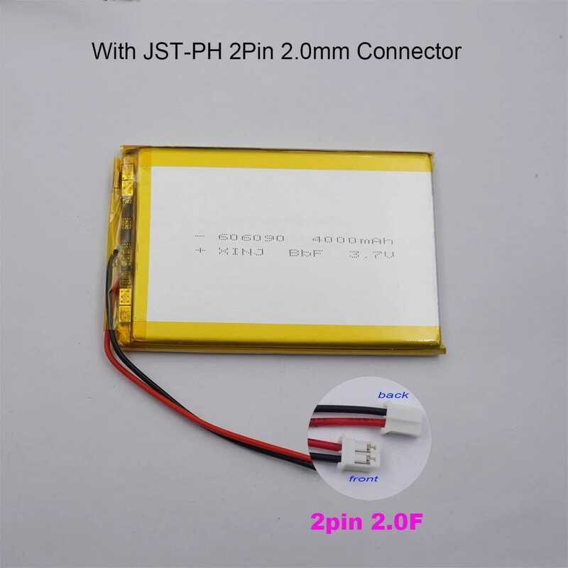 ▥ 3.7V 4000Mah 14.8Wh 606090 Li-Polymer Li Lipo แบตเตอรี่ Jst-Ph 2.0 มม.2Pin สําหรับ GPS ลําโพง