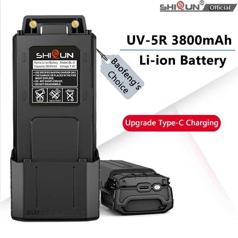 ▥ แบตเตอรี่ Uv 5R Walkie Talkie 7.4V 3800Mah Original Baofeng UV 5R แบตเตอรี่สำหรับ Pofung Uv5r