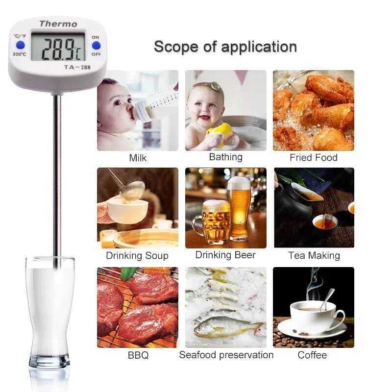 C LCD Digital Food Thermometer BBQ Probe Thermometer Oven Milk Water Oil Kitchen Cooking Temperatur
