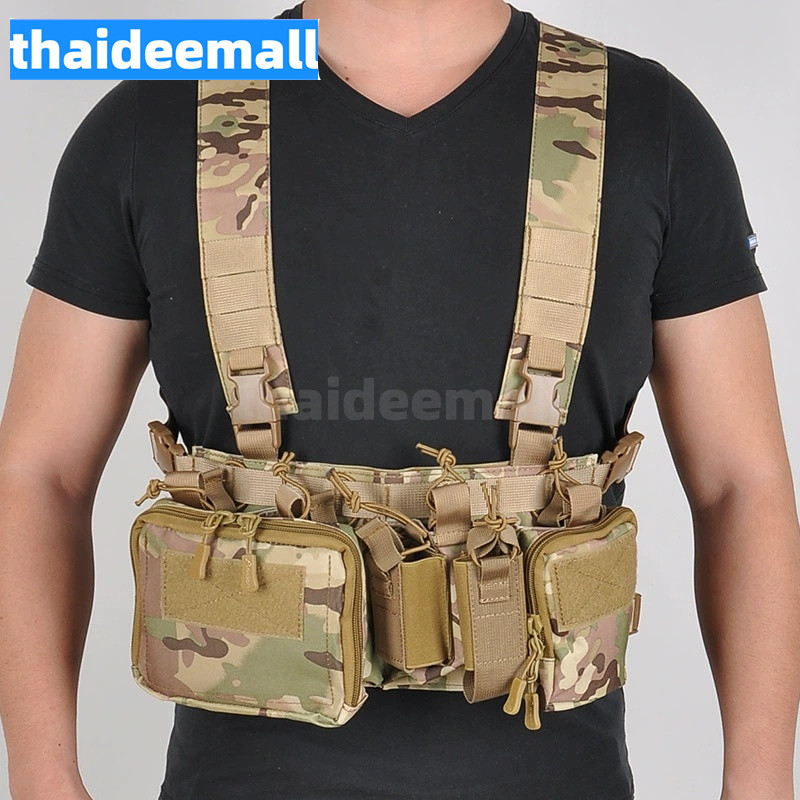 ยุทธวิธี Modular หน้าอกเกียร์เสื้อกั๊กกลางแจ้ง CS สงครามเกมยุทธวิธีเสื้อกั๊กไนลอนกระเป๋า MOLLE เอวไนลอนกระเป๋าเกียร์