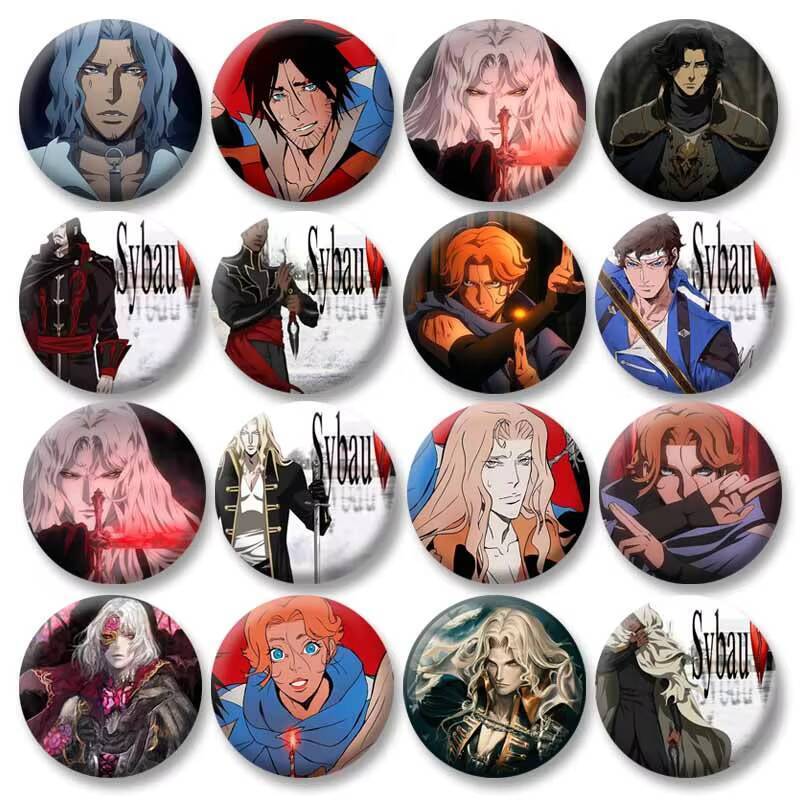 Castlevania อะนิเมะ Trevor Belmont Sypha Alucard Badge การ์ตูนตัวอักษรเคลือบ Pins รอบเข็มกลัดสําหรับ