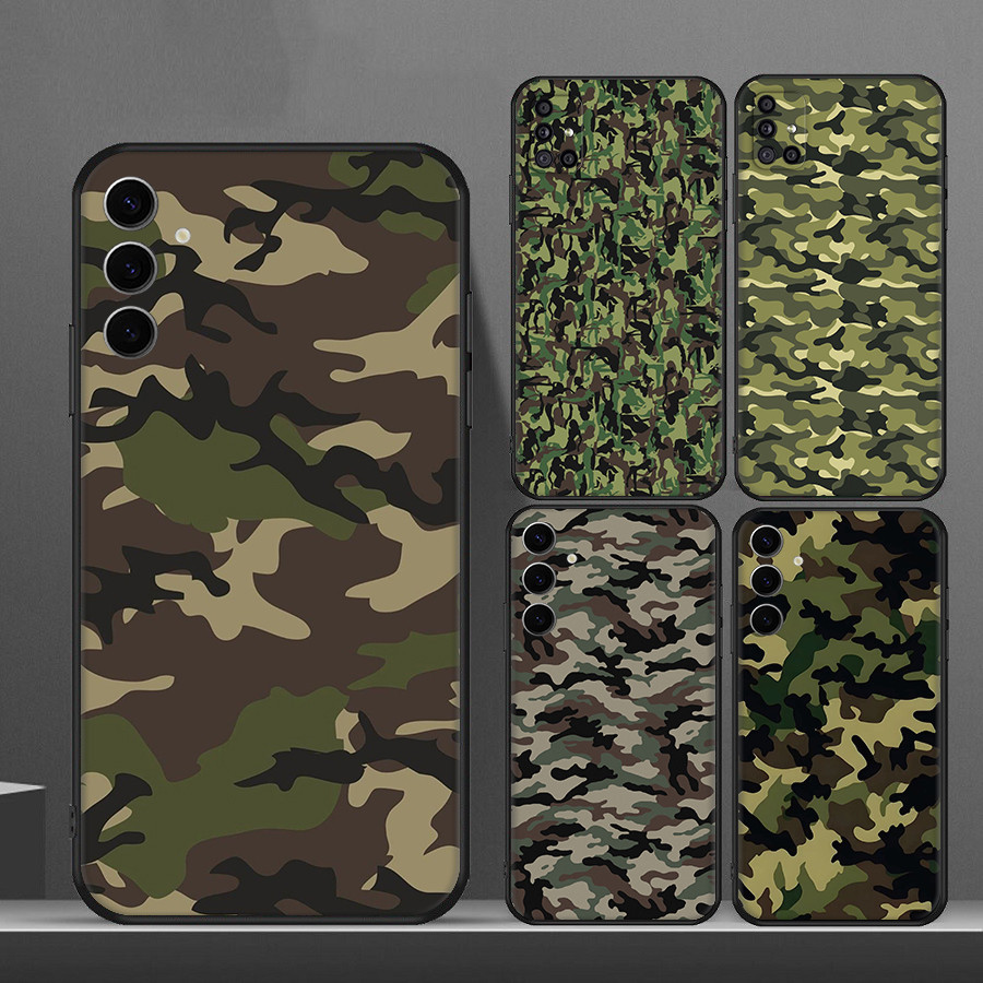 สําหรับ Samsung A07 A17 A56 A36 A26 S25 Fe Edge Plus Ultra Green camo TPU เคสโทรศัพท์ซิลิโคนอ่อนนุ่ม