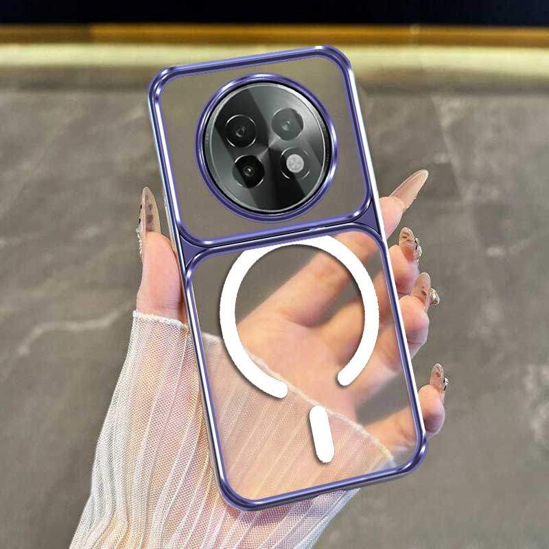 สําหรับRealme C63 4G C61 ขั้นสูงโปร่งใสกันกระแทกความงามเคสโทรศัพท์พร้อมฟรีขดลวดแม่เหล็กใหม่หน้าต่างข