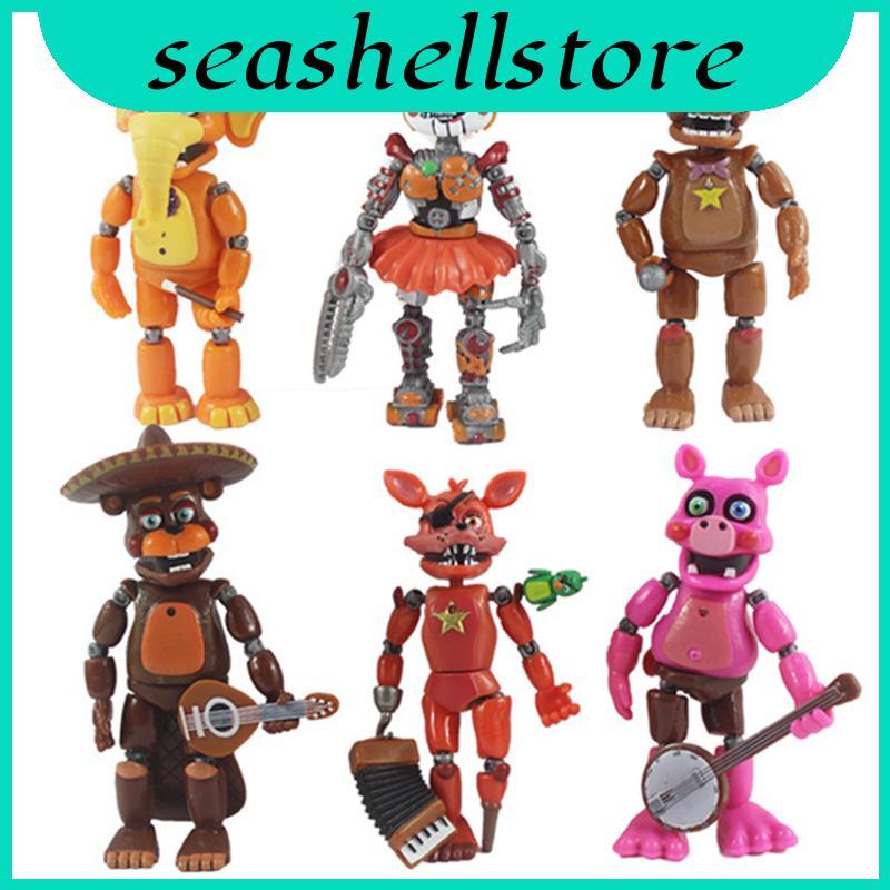 หุ่นแอคชั่น FNAF 6 ชิ้น – พร้อมไฟ LED และข้อต่อเคลื่อนย้ายได้ ของเล่นสะสมสำหรับเด็ก