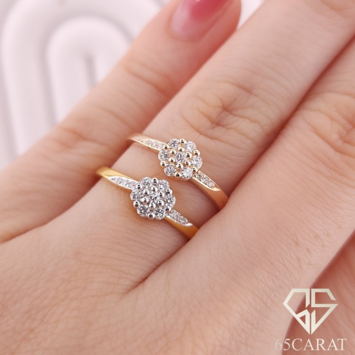 65Carat-แหวนเพชรกระจุก ฝังเพชรก้านแหวนเกลียว เพชรรวม17ตัง น้ำ98-100 รหัสRI650060