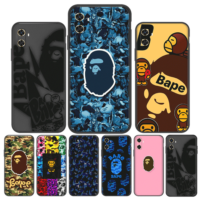 A BATHING APE Huawei P10 P20 P30 Lite Pro Y5P Y6P Y7A Y8P ความเข้ากันได้ TPU ปลอกสีดําเคสโทรศัพท์ฝาค