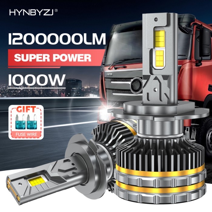 HYNBYZJ H7 H11 LED Canbus 1200000LM 1000W H4 H1 H9 H8 9005 9006 HB4 9012 HIR2 8890 CSP 24V Truck 60