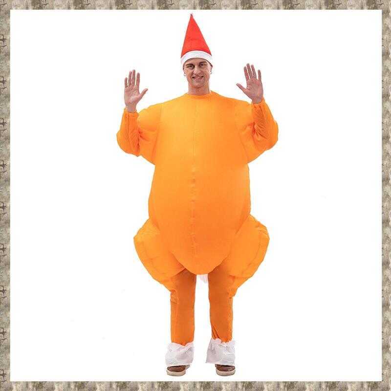 C Adult F Puppet Turkey Inflatable Costume Halloween Thangiving Easter Bar Nightclub Cosplay Masque