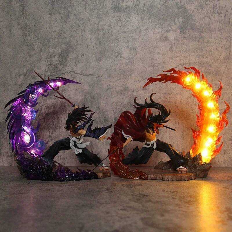 C Demon Slayer 23Cm Yoriichi Tsugikuni Vs Kokushibo Battle Form GK Figure PVC Glowing Model Statue