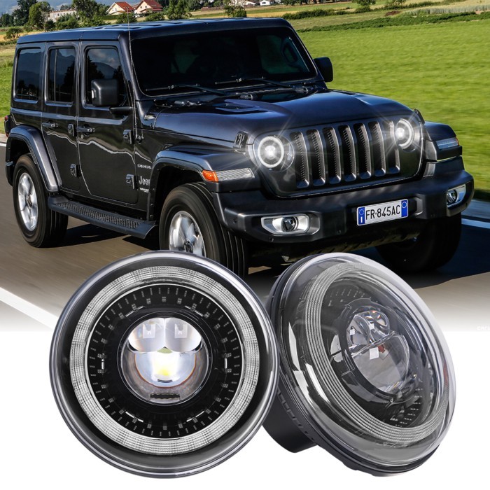 Car Led Headlight Off Road Car Led Lamp H4 7inch H4 Led Headlight Angel Eyes For Lada Niva 4X4 UAZ