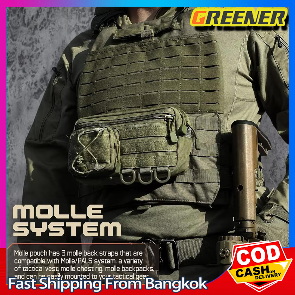 Greener กระเป๋าเก็บเครื่องมือฉุกเฉิน EDC กลางแจ้ง molle ระบบสายรัดโทรศัพท์มือถือกระเป๋าคาดเอว