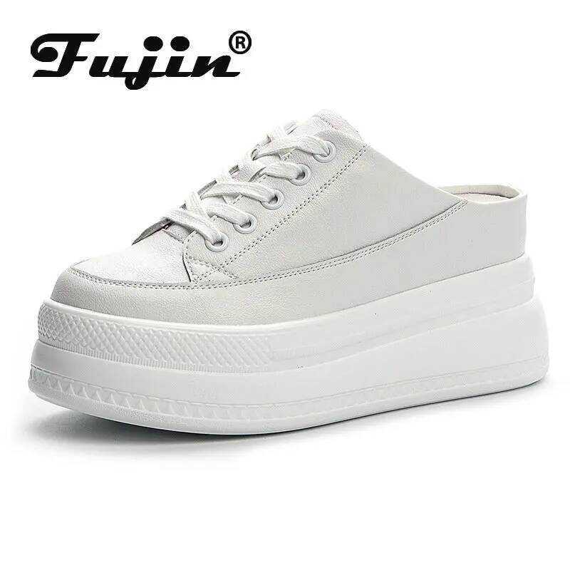 C Fujin 8Cm Genuine Leather Sneakers Platform Wedge Hidden Heel Booties Autumn Ankle Boots Non Slip
