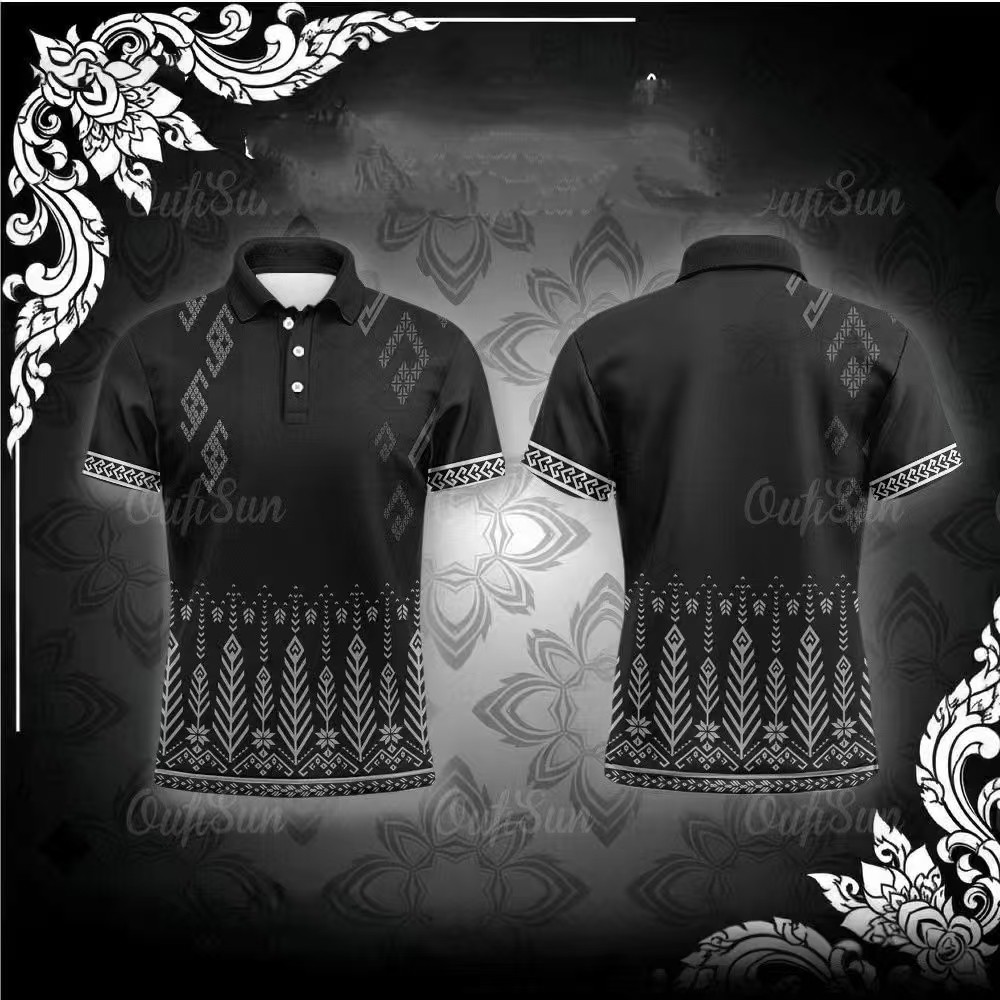 เสื้อโปโลสีดําพิมพ์ลาย ไม่จํากัดเพศ | ชุด สาธารณสุข คณะกรรมการการศึกษา อสม. กระทรวงมหาลัย & อสม.